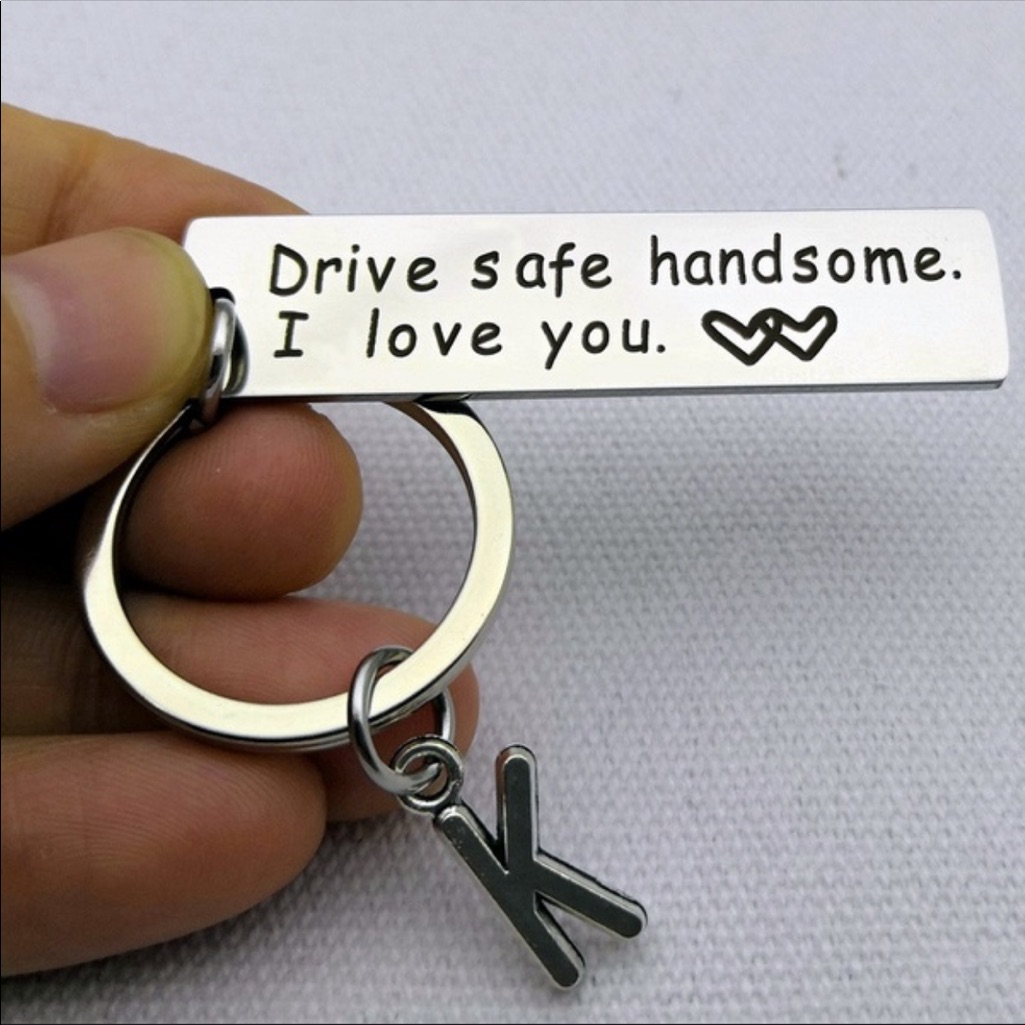 Drivesafehandsomemonogramletteekeychain